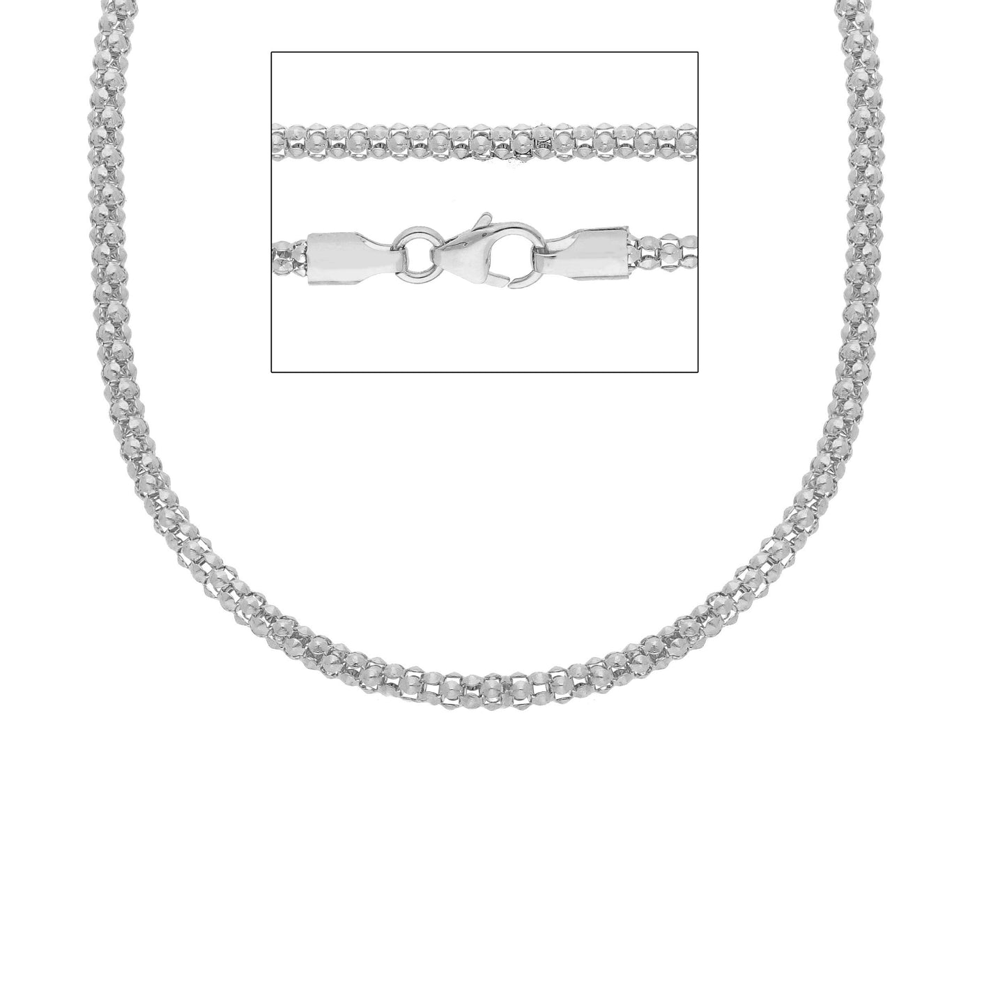 18K YELLOW OR WHITE OR ROSE GOLD CHAIN, BASKET LINK, 2.8 MM THICKNESS, 45 CM