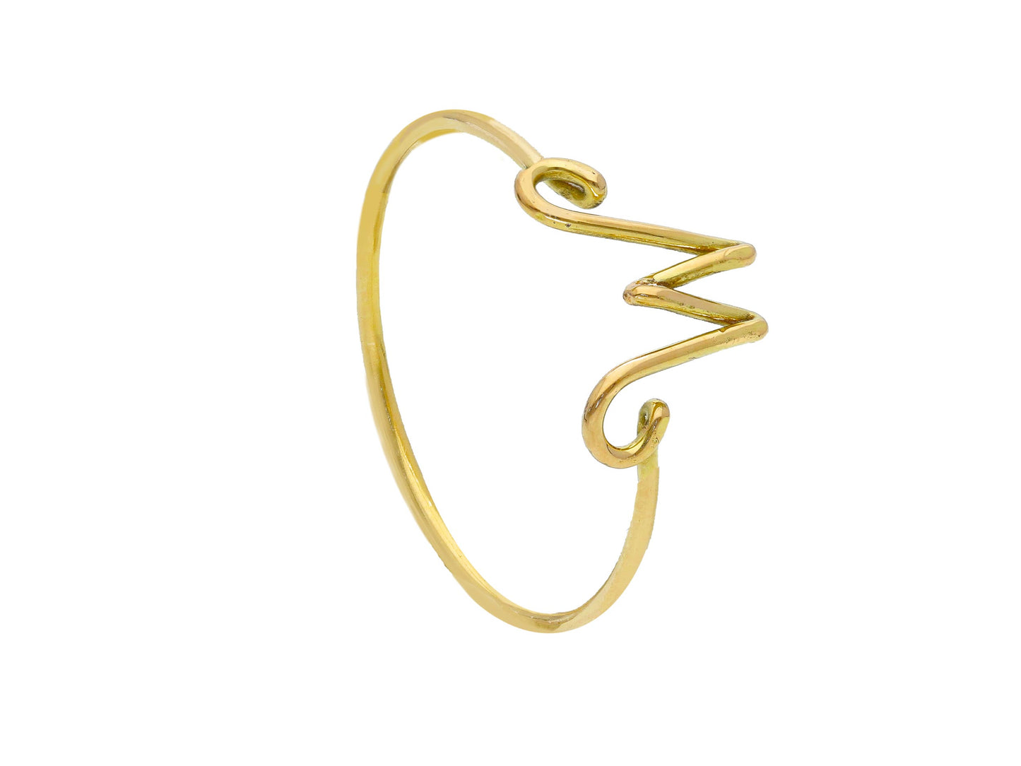 18K 750 YELLOW GOLD RING, WIRE, SMOOTH, INITIAL LETTER, LENGTH 10 MM 