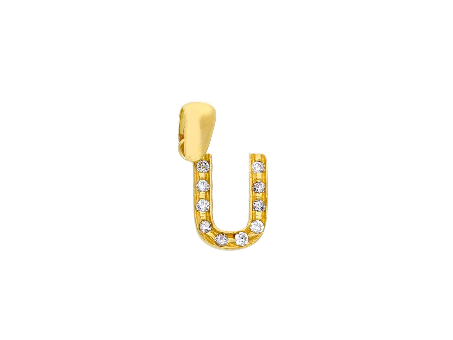 18K YELLOW GOLD PENDANT, INITIAL LETTER WITH CUBIC ZIRCONIA, LENGTH 1 CM