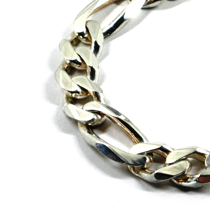 Bracciale in argento 925 da uomo solido, maglia figaro 3+1 spessore 12mm, lunghezza 22cm