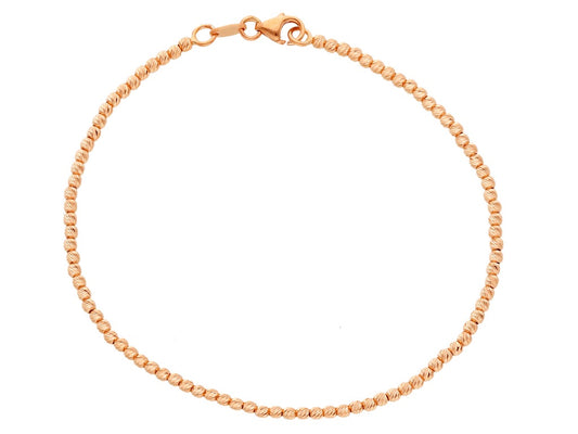 18K ROSE GOLD BRACELET, SPHERES, WORKED BALLS, 2 MM DIAMETER, 18 OR 20 CM 