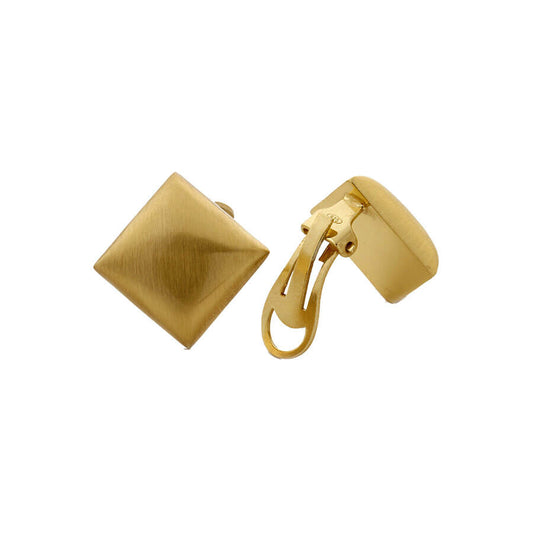 Orecchini Aquaforte in argento 925, placcati oro giallo, satinati, quadrati 16mm, clips senza foro
