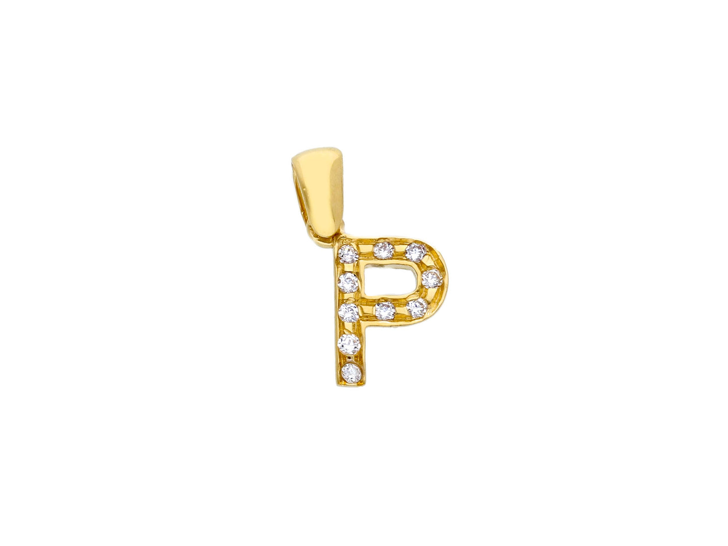 18K YELLOW GOLD PENDANT, INITIAL LETTER WITH CUBIC ZIRCONIA, LENGTH 1 CM