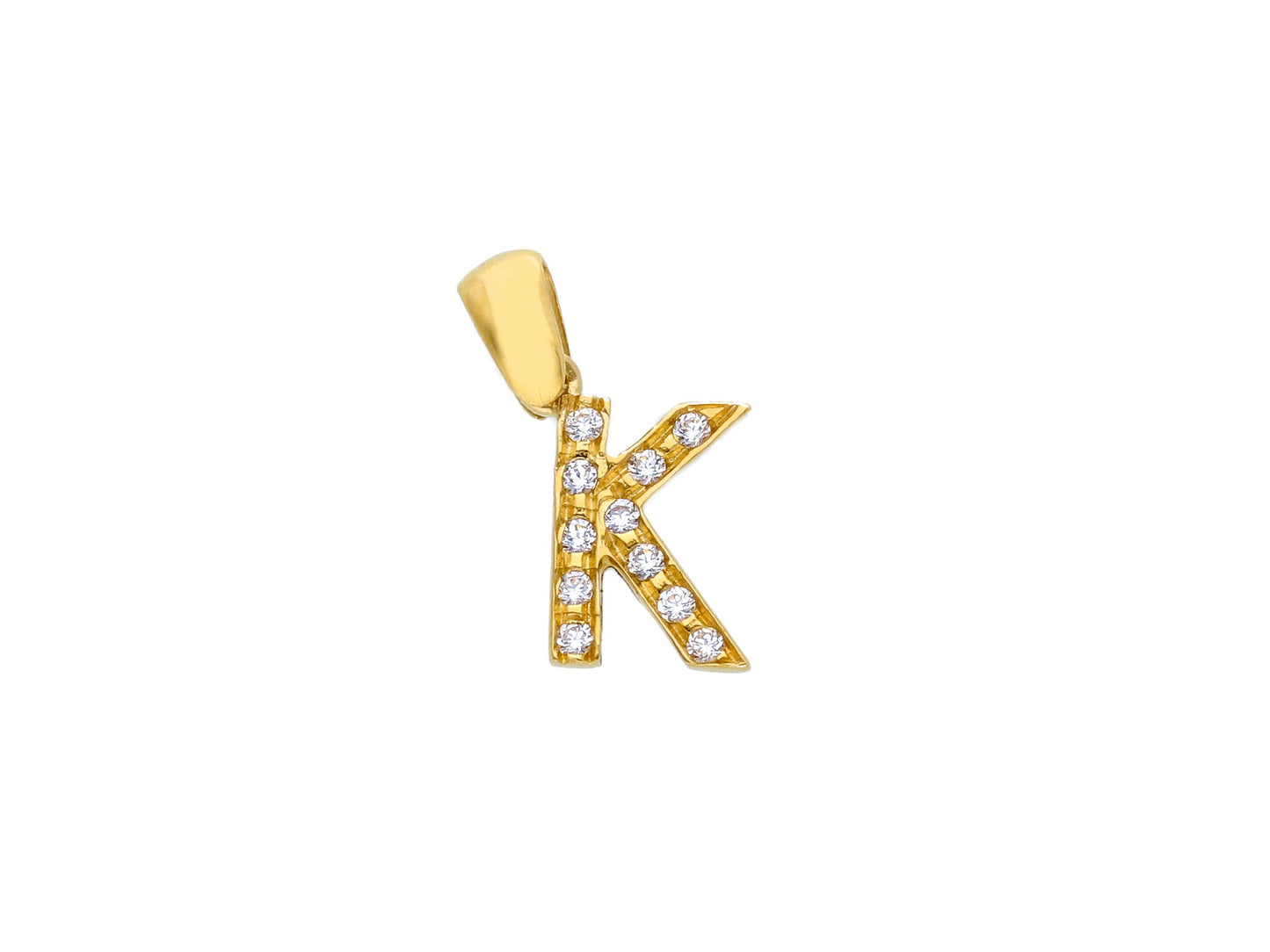 18K YELLOW GOLD PENDANT, INITIAL LETTER WITH CUBIC ZIRCONIA, LENGTH 1 CM