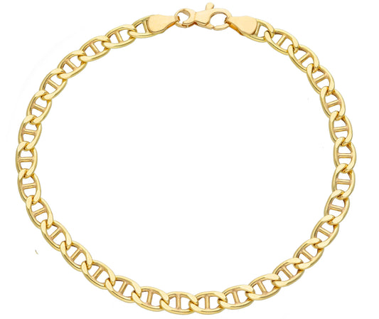 18K YELLOW GOLD BRACELET, SAILOR'S LINK, FLAT, THICKNESS 3.5, 4.5 OR 5MM, LENGTH 21 CM 