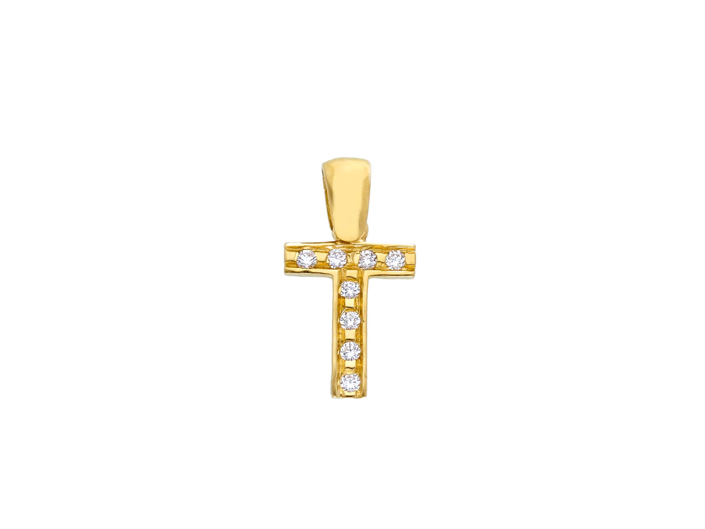 18K YELLOW GOLD PENDANT, INITIAL LETTER WITH CUBIC ZIRCONIA, LENGTH 1 CM