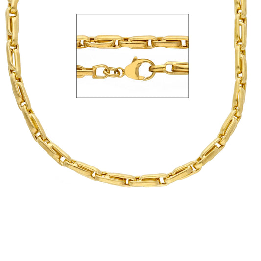 18K YELLOW OR WHITE GOLD CHAIN, OVAL LINK WITH TUBES, 4 MM THICKNESS, 50-60 CM 