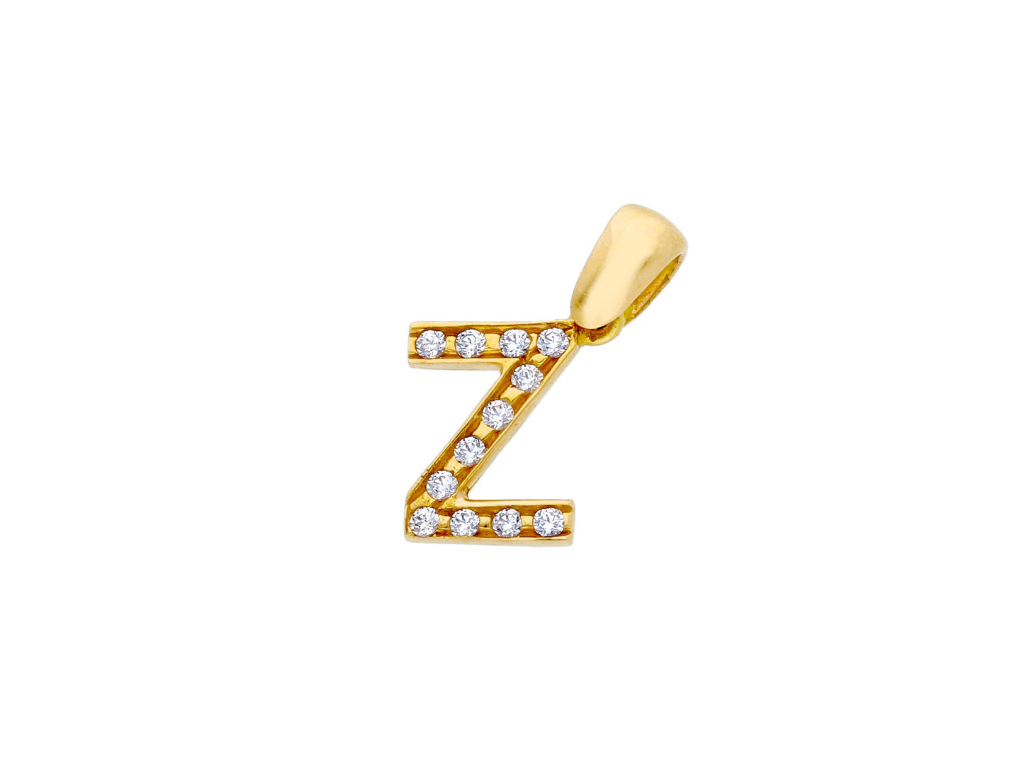 18K YELLOW GOLD PENDANT, INITIAL LETTER WITH CUBIC ZIRCONIA, LENGTH 1 CM