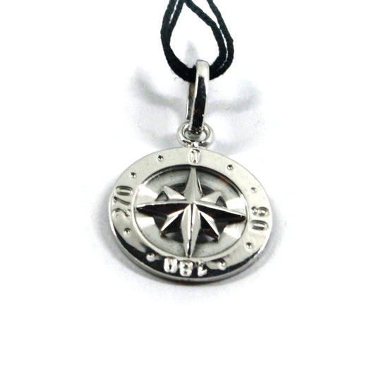 Ciondolo bussola rosa dei venti diametro 17mm Arcadia in argento 925, Made in Italy