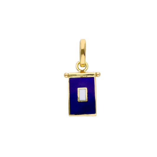 18K YELLOW GOLD ENAMELED NAUTICAL FLAG PENDANT PENDANT, LENGTH 1.7 CM, LETTER P