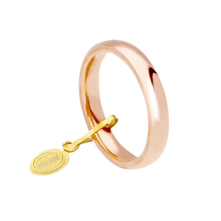 Anello Unoaerre fede nuziale, spessore 3.5mm, peso 5.3 grammi, comoda oro giallo o bianco o rosa 750 18k