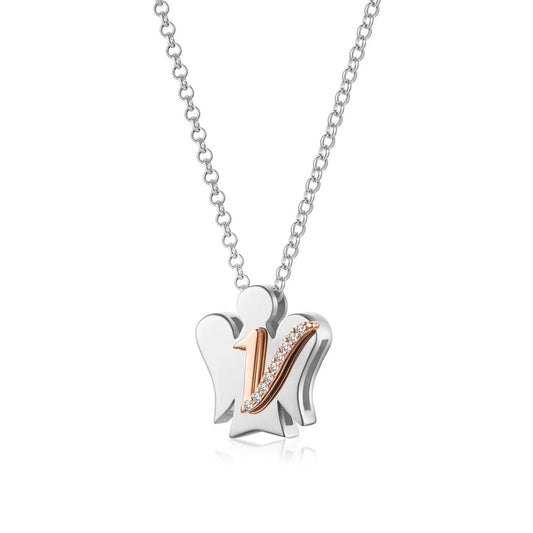 Collana Roberto Giannotti, alfabeto degli angeli in argento 925 con zirconi, lettera iniziale V, gia500v