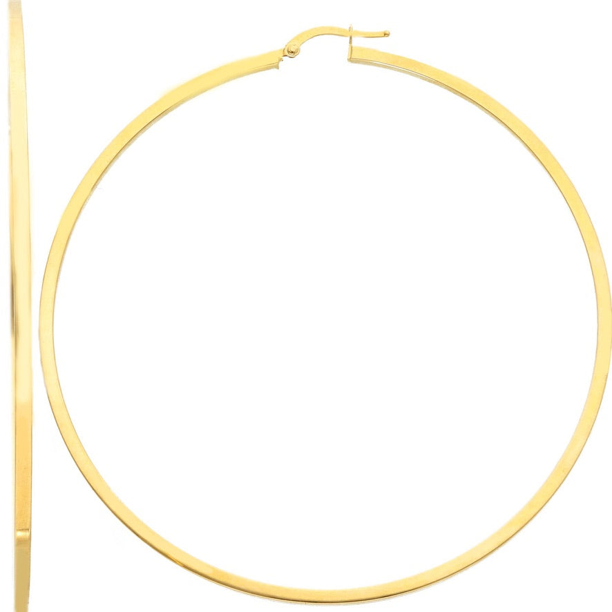 18K 750 GELBGOLD-CREEP-OHRRINGE MIT QUADRATISCHEM RÖHRCHEN, 2 MM DICK