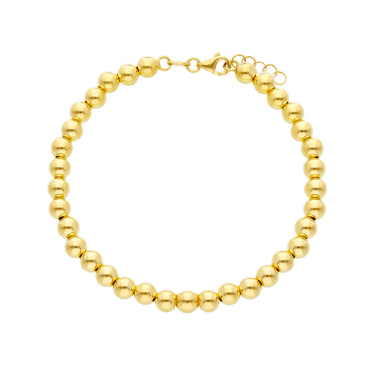 18K YELLOW OR WHITE GOLD BRACELET, WITH 5MM SMOOTH SPHERES, SMOOTH, 18CM 