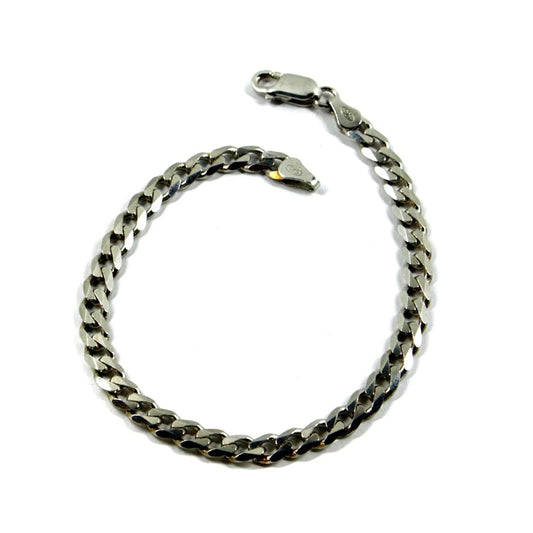 Bracciale in argento 925 da uomo solido, maglia groumette cubana piatta spessore 5.5mm, lunghezza 21cm
