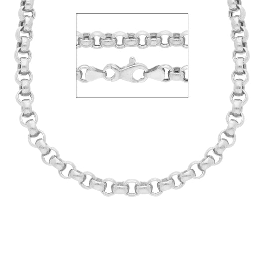 WHITE GOLD CHAIN, 18K, ROLO LINK, THICKNESS 4 MM, LENGTH 45-50-60 CM 