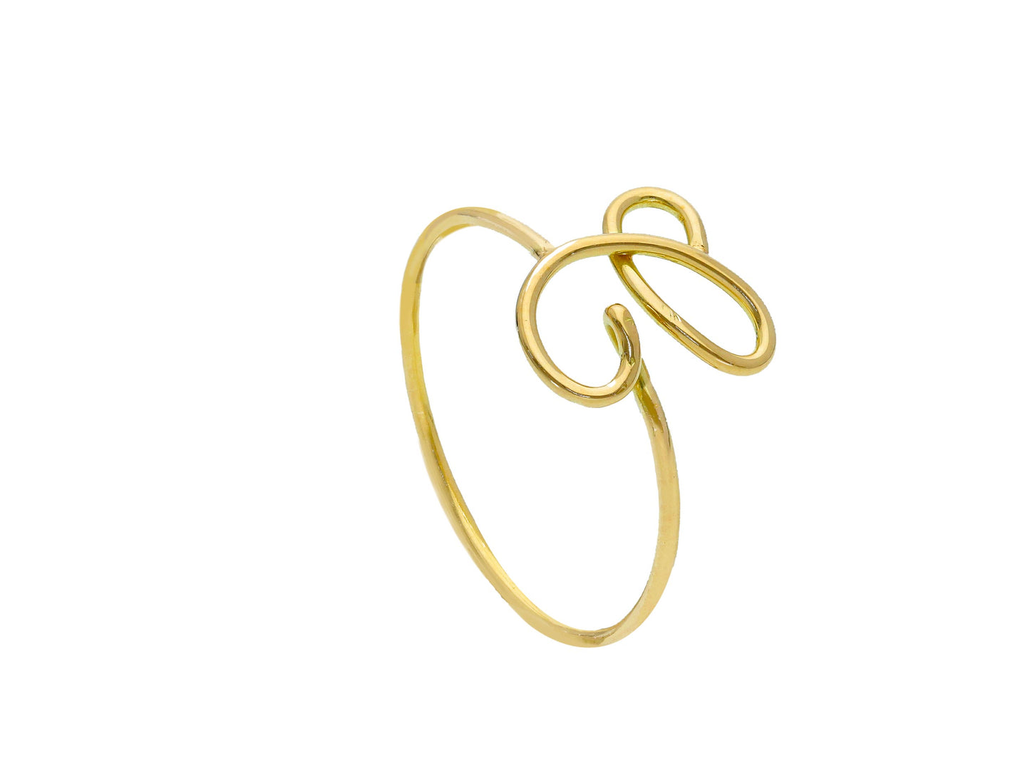 18K 750 YELLOW GOLD RING, WIRE, SMOOTH, INITIAL LETTER, LENGTH 10 MM 