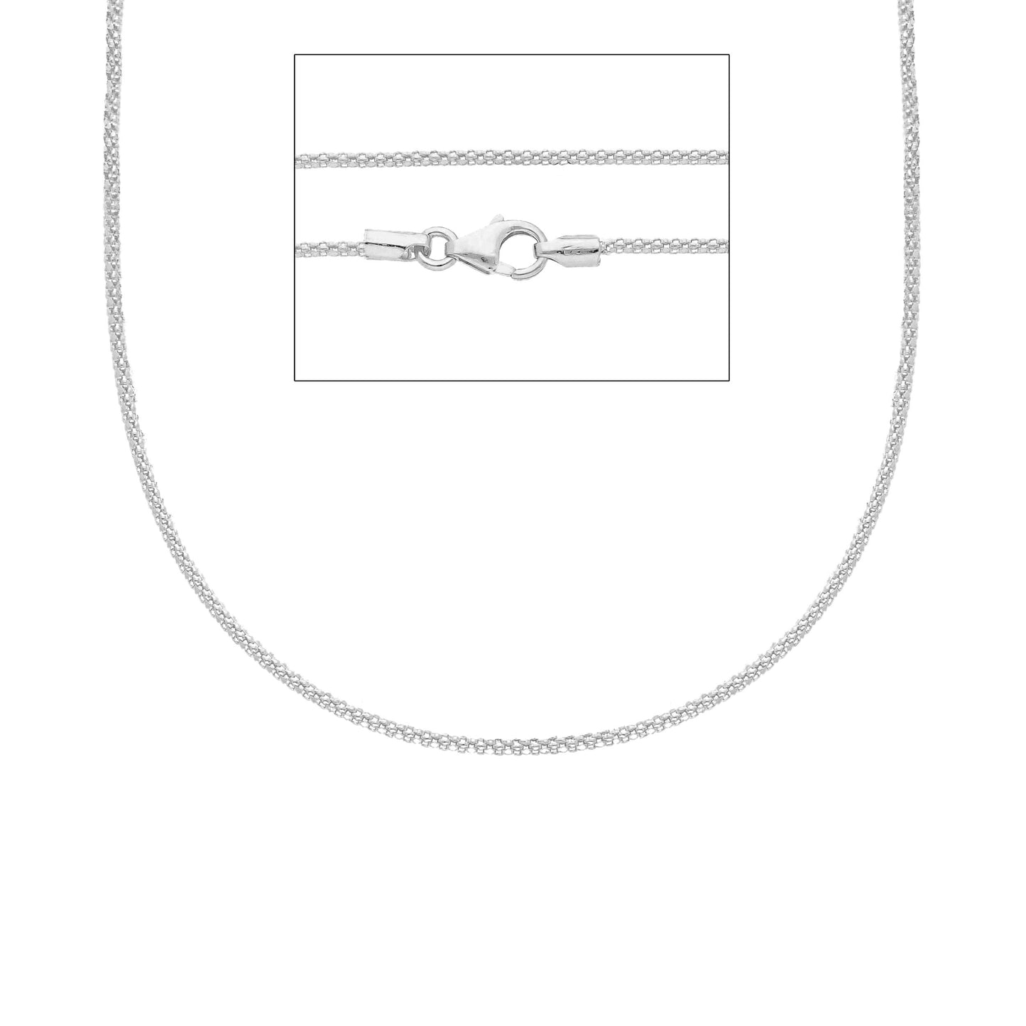CATENA ORO BIANCO 750 18K MINI CESTINO LUCIDO LUNGA 40 45 50 CM SPESSA 1 MM