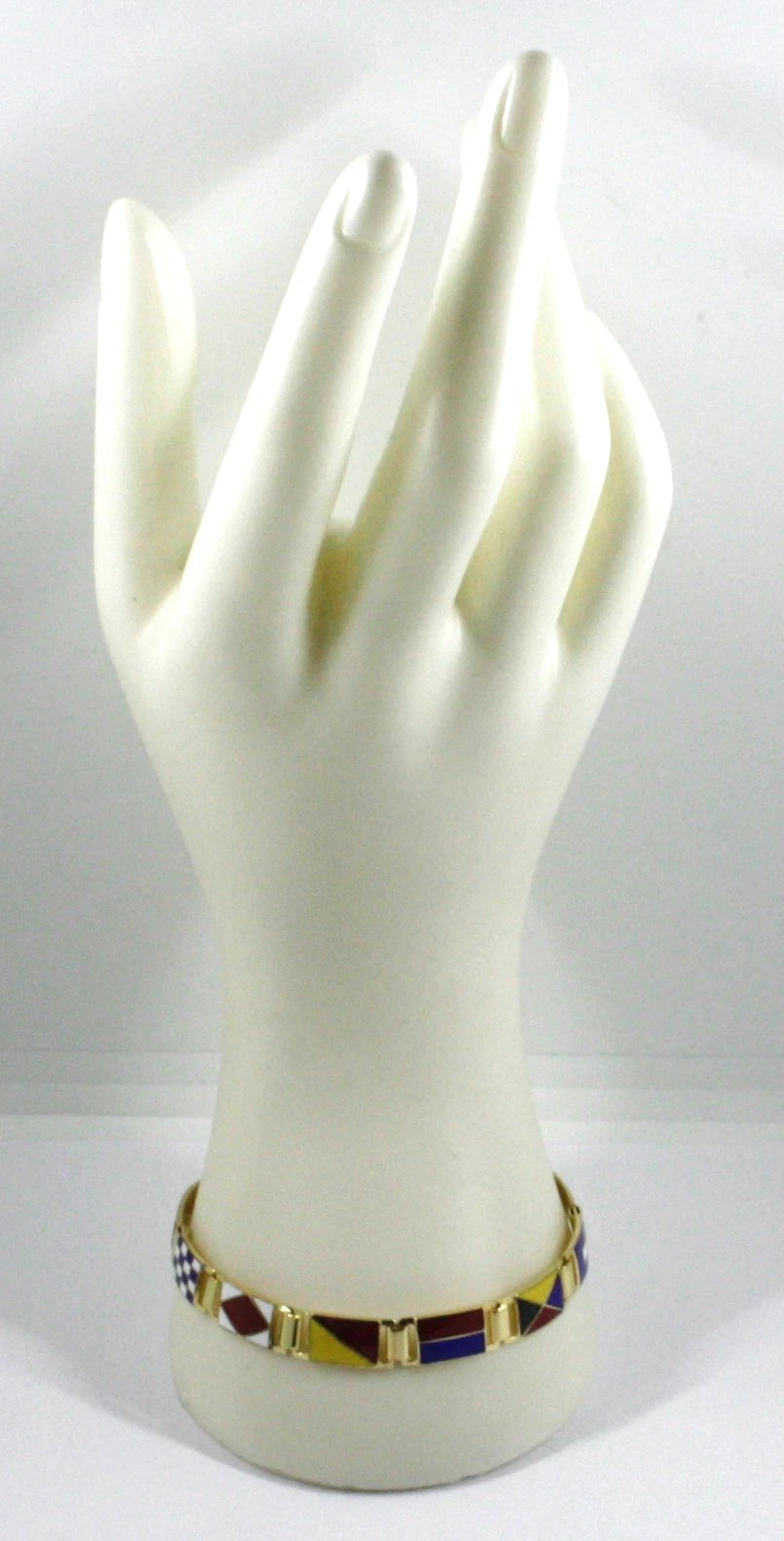 Arcadia-Armband aus 925er Sterlingsilber, gelbvergoldet und mit emaillierten nautischen Flaggen verziert, Stärke 8,5 mm, Länge 21 cm, hergestellt in Italien