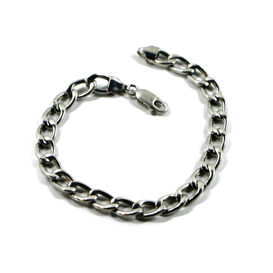 Bracciale in argento 925 vuoto, maglia groumette stondata ovale spessore 7mm, lunghezza 20.5cm