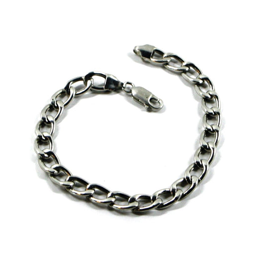 Bracciale in argento 925 vuoto, maglia groumette stondata ovale spessore 7mm, lunghezza 20.5cm