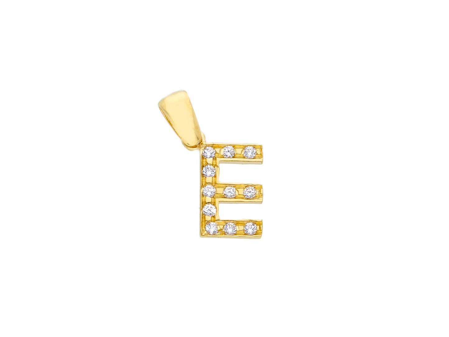 18K YELLOW GOLD PENDANT, INITIAL LETTER WITH CUBIC ZIRCONIA, LENGTH 1 CM