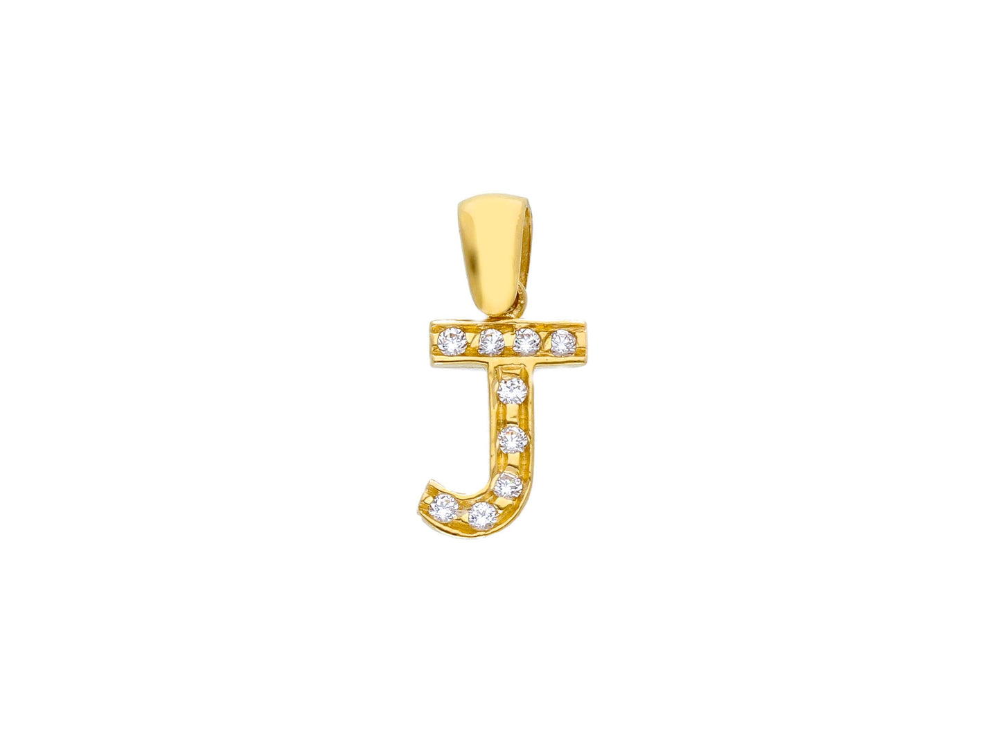 18K YELLOW GOLD PENDANT, INITIAL LETTER WITH CUBIC ZIRCONIA, LENGTH 1 CM