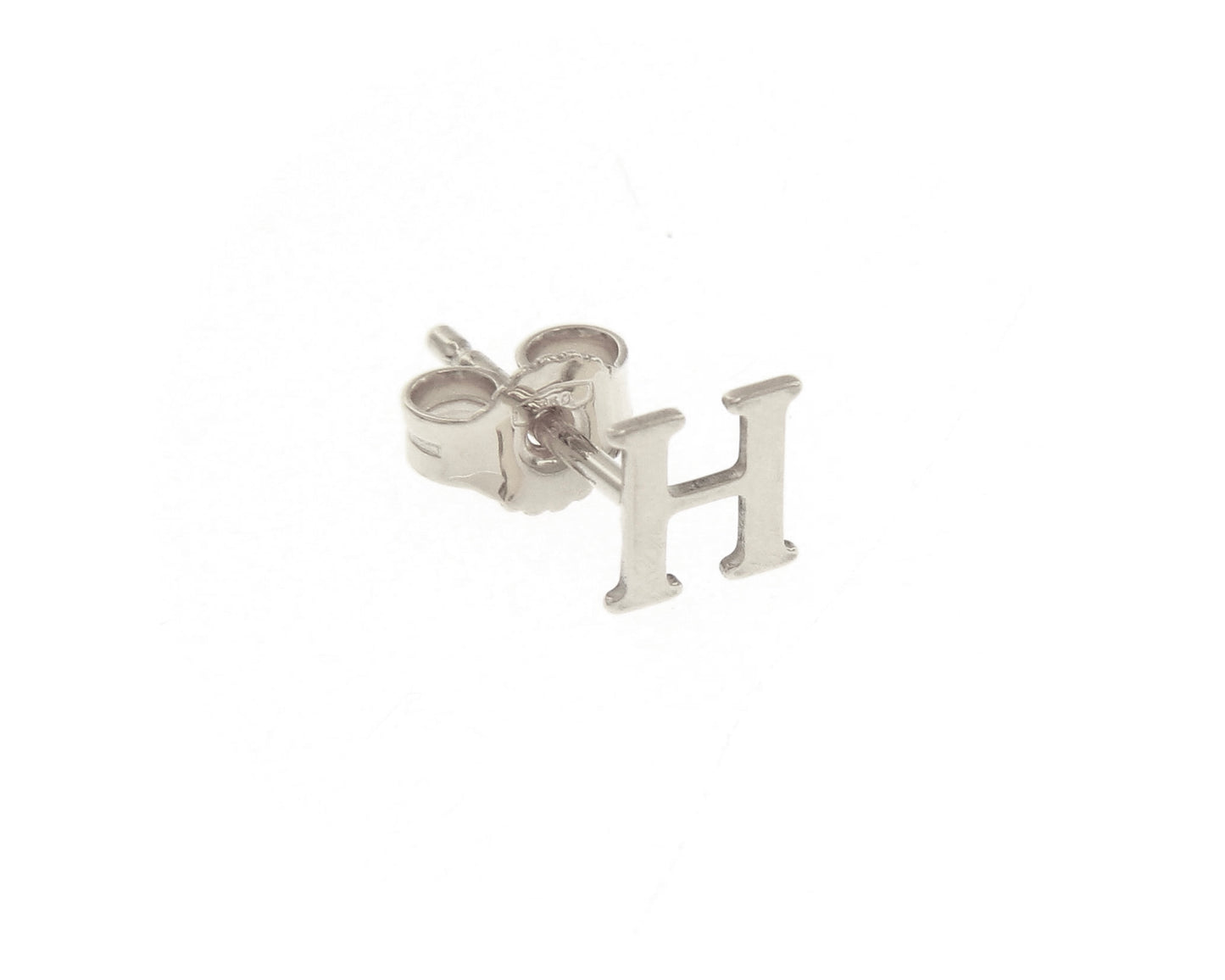 SINGLE EARRING IN 750 18K WHITE GOLD, FLAT INITIAL LETTER, LENGTH 6 MM