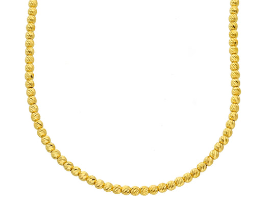 CATENA IN ORO GIALLO 18K, PALLINE E SFERE LAVORATE, SPESSORE 2.5 MM, 40-45-50 CM