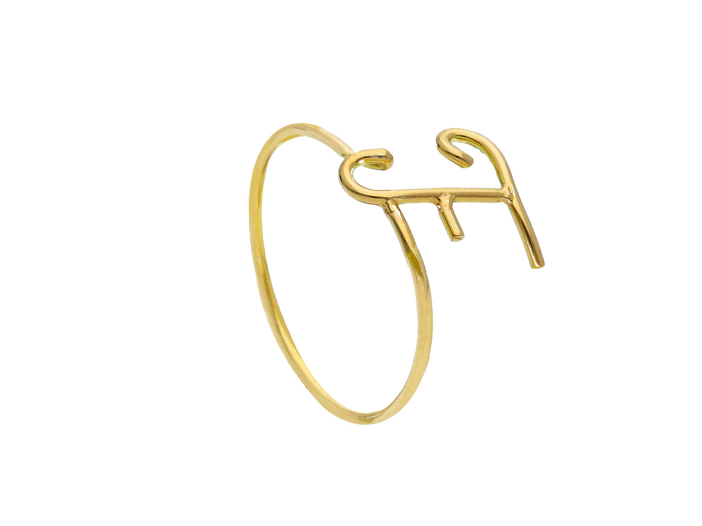 18K 750 YELLOW GOLD RING, WIRE, SMOOTH, INITIAL LETTER, LENGTH 10 MM 