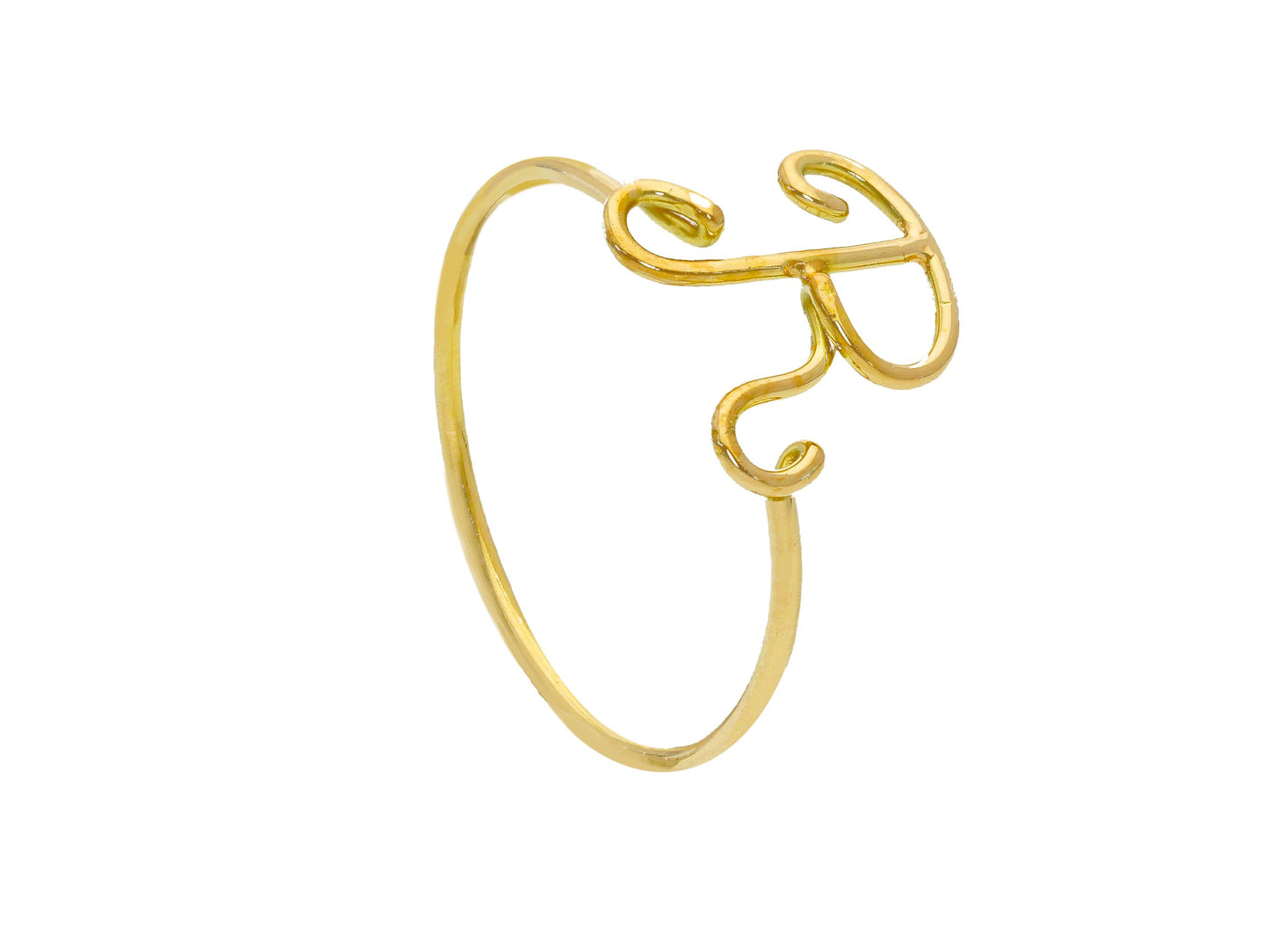 18K 750 YELLOW GOLD RING, WIRE, SMOOTH, INITIAL LETTER, LENGTH 10 MM 