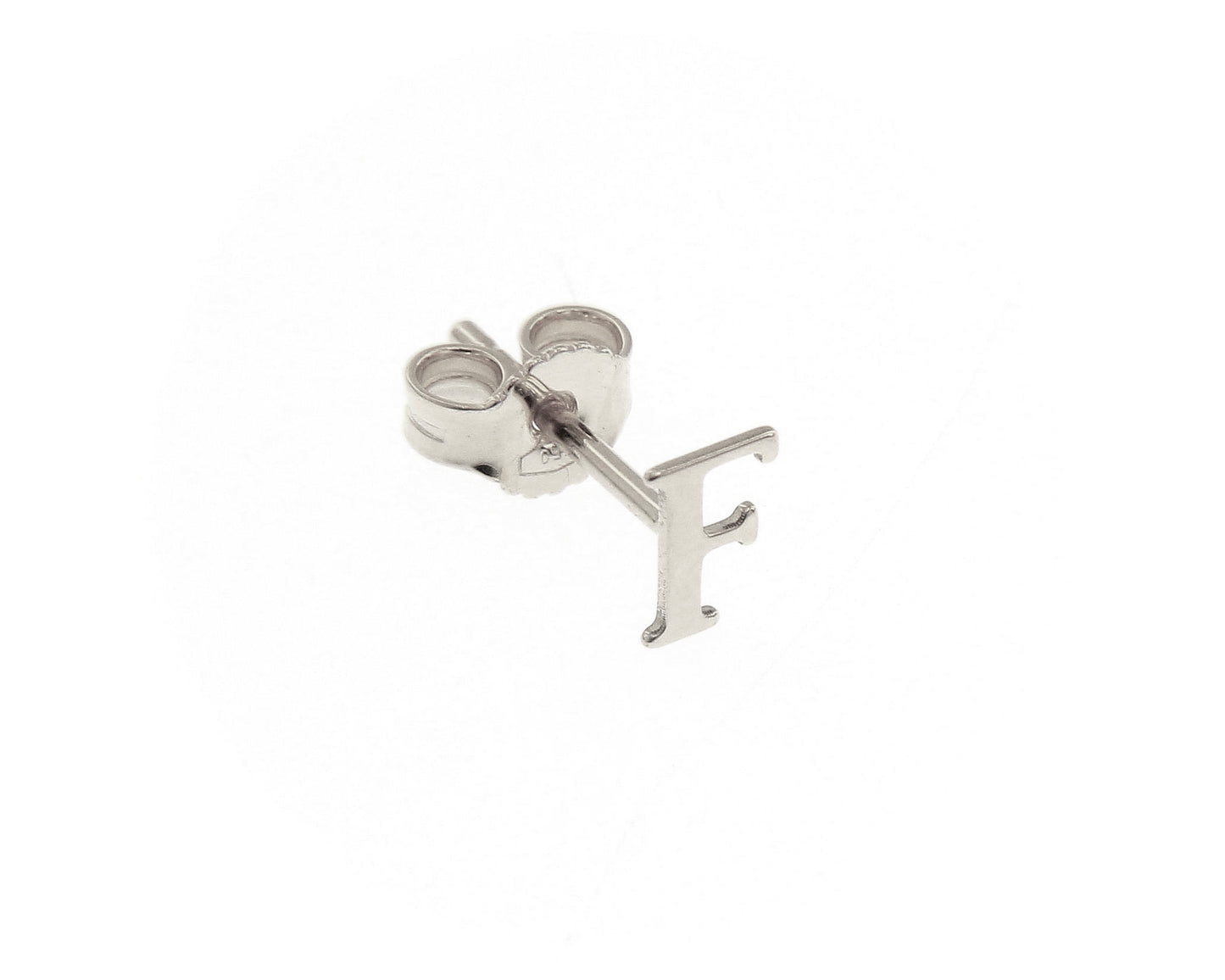 SINGLE EARRING IN 750 18K WHITE GOLD, FLAT INITIAL LETTER, LENGTH 6 MM