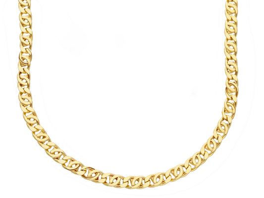 YELLOW GOLD CHAIN, 18K, ROUNDED TIGER EYE, 4MM THICK, 50-60CM 