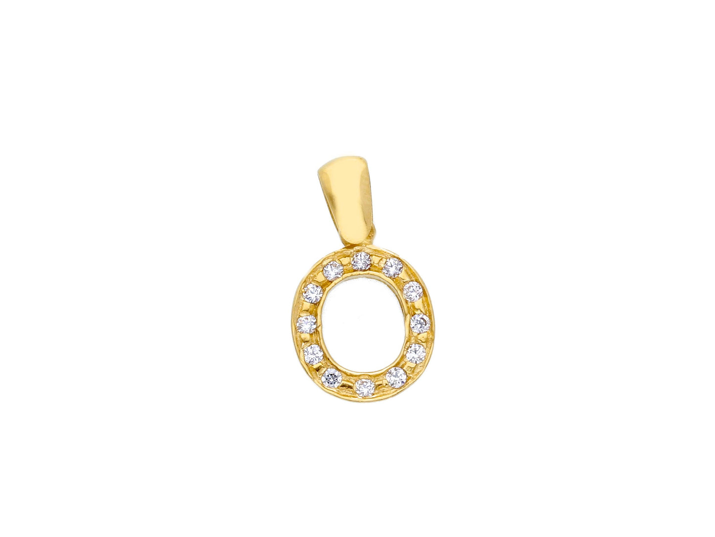 18K YELLOW GOLD PENDANT, INITIAL LETTER WITH CUBIC ZIRCONIA, LENGTH 1 CM
