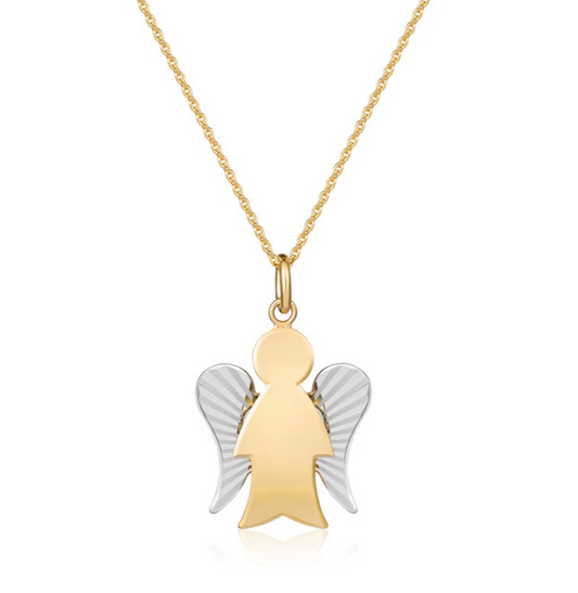 Collana Roberto Giannotti oro giallo e bianco 9k con angelo ali diamantate NKT364