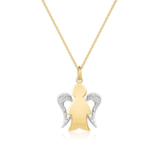 Collana Roberto Giannotti oro giallo e bianco 9k con angelo ali diamantate NKT367