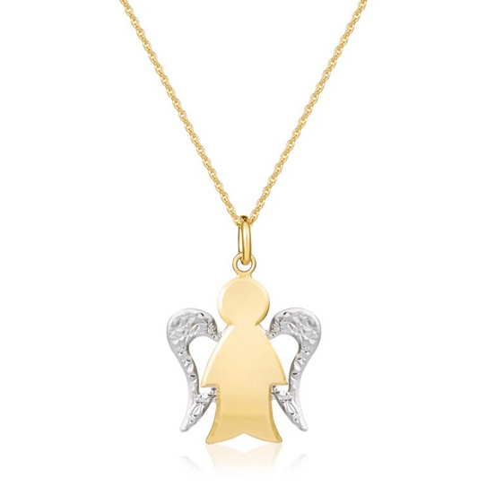 Collana Roberto Giannotti oro giallo e bianco 9k con angelo ali diamantate NKT366