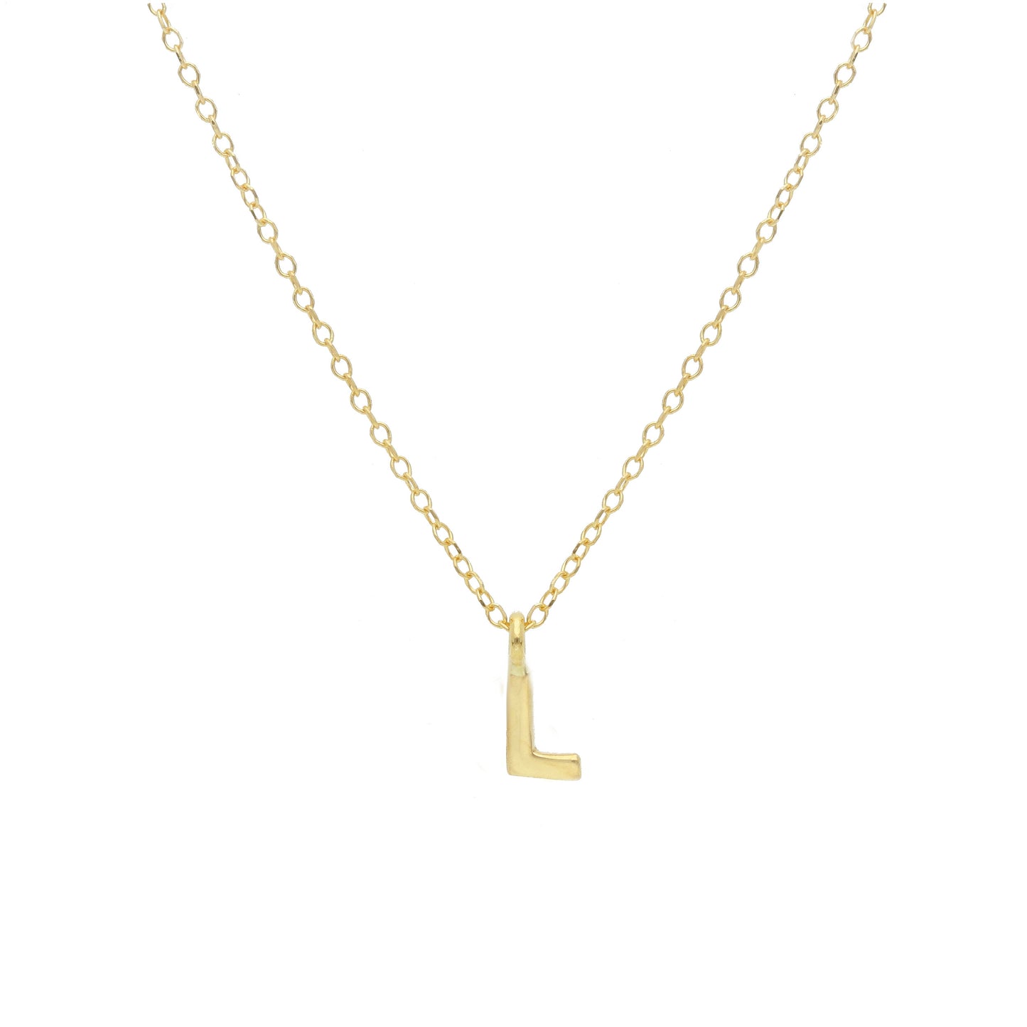 COLLANA ORO GIALLO 18K, MAGLIA ROLO CON LETTERA INIZIALE PICCOLA DA 5 MM, 42 CM