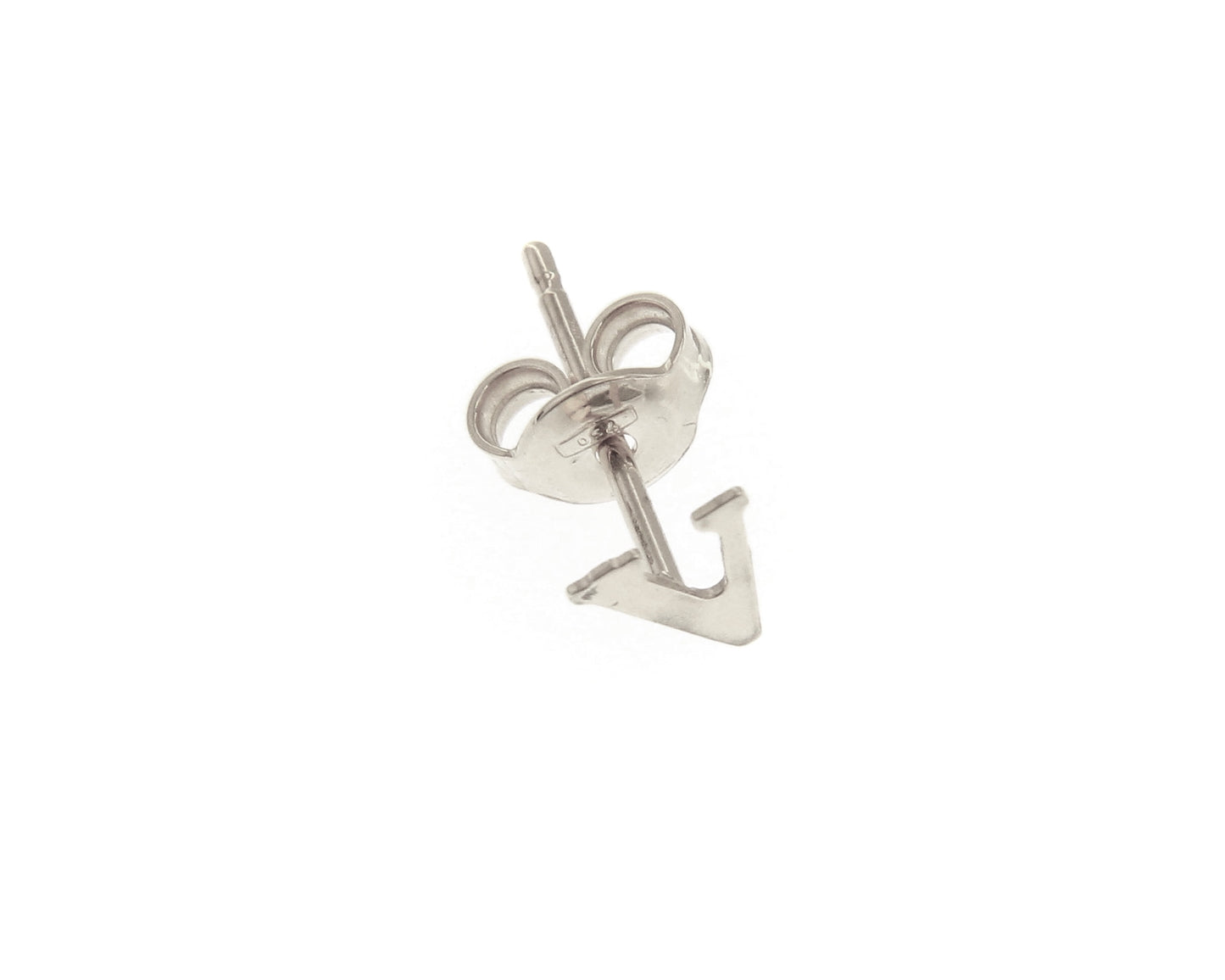 SINGLE EARRING IN 750 18K WHITE GOLD, FLAT INITIAL LETTER, LENGTH 6 MM