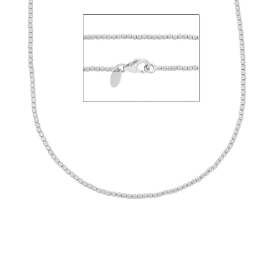 750 18K WHITE GOLD CHAIN, 1.5 MM FACETED BALLS, 40 45 OR 50 CM, NECKLACE