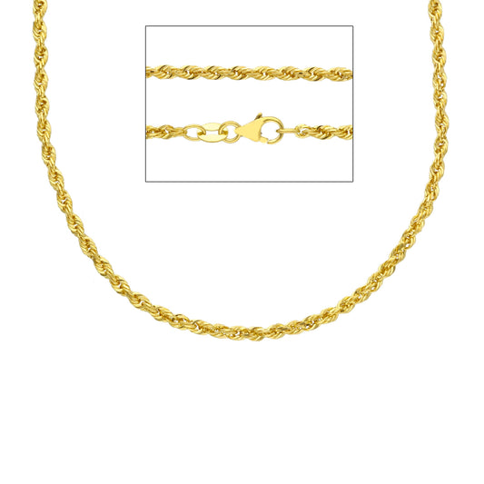 18K, 750 YELLOW GOLD CHAIN, SOLID BRAIDED ROPE, 2.2 MM THICKNESS, 45-50-60 CM 