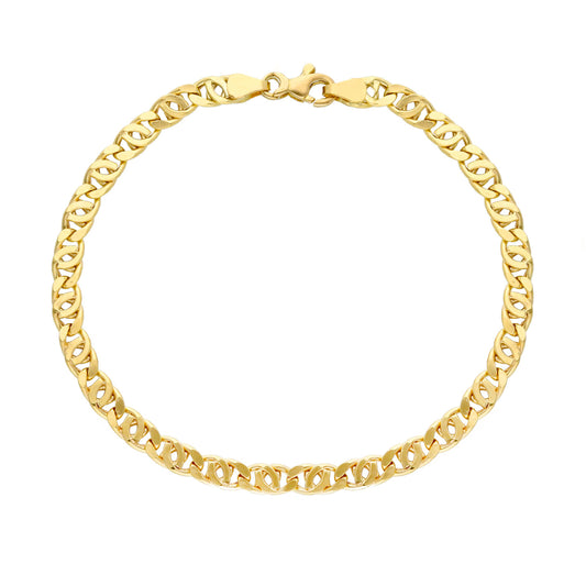 18K YELLOW GOLD BRACELET, TIGER'S EYE, THICKNESS 4 OR 5 MM, LENGTH 21 CM 