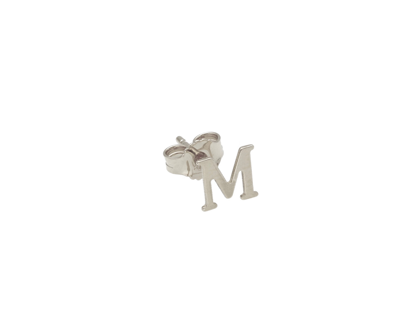 SINGLE EARRING IN 750 18K WHITE GOLD, FLAT INITIAL LETTER, LENGTH 6 MM