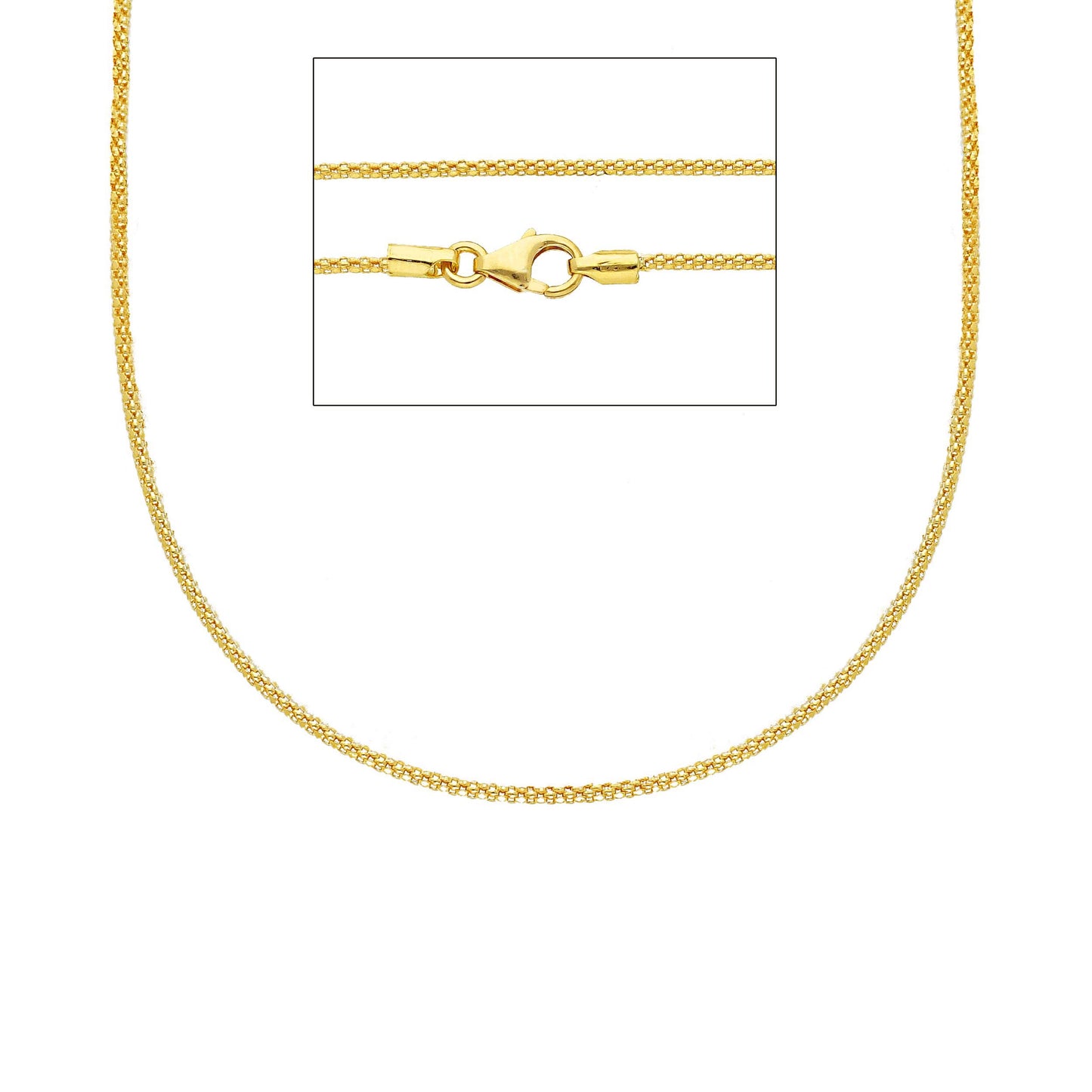 CATENA ORO GIALLO 750 18K MINI CESTINO LUCIDO LUNGA 40 45 50 CM SPESSA 1 MM