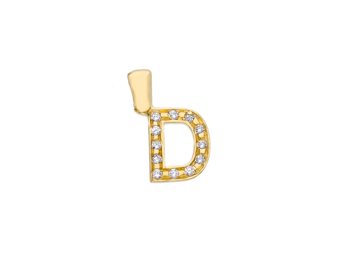 18K YELLOW GOLD PENDANT, INITIAL LETTER WITH CUBIC ZIRCONIA, LENGTH 1 CM