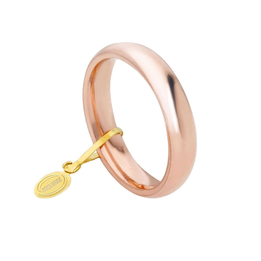 Anello Unoaerre fede nuziale, spessore 4mm, peso 6.3 grammi, comoda oro giallo o bianco o rosa 750 18k