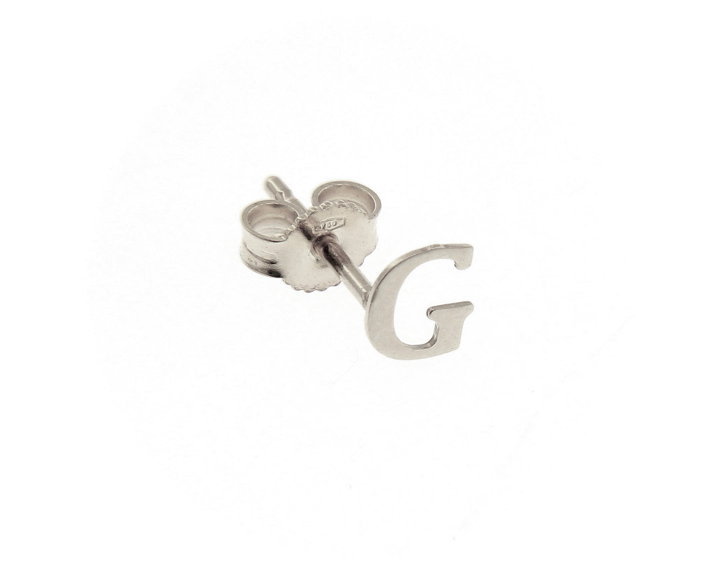 SINGLE EARRING IN 750 18K WHITE GOLD, FLAT INITIAL LETTER, LENGTH 6 MM