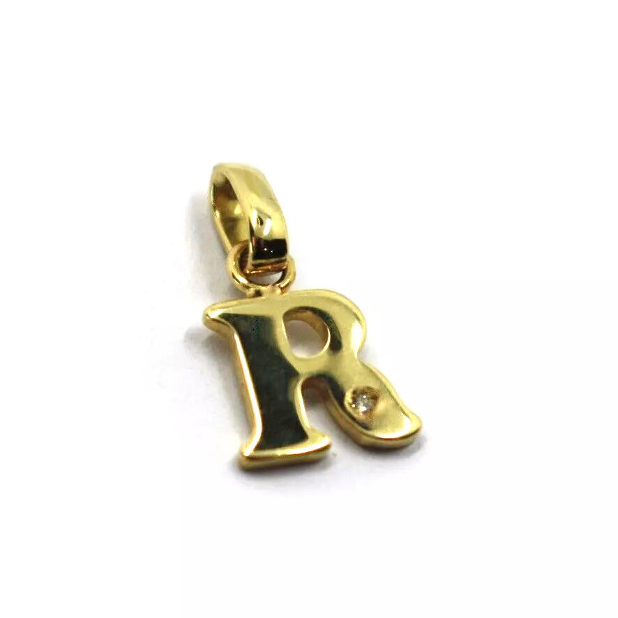 CIONDOLO ORO GIALLO 18K, PICCOLA LETTERA INIZIALE CON DIAMANTE, LUNGHEZZA 10 MM