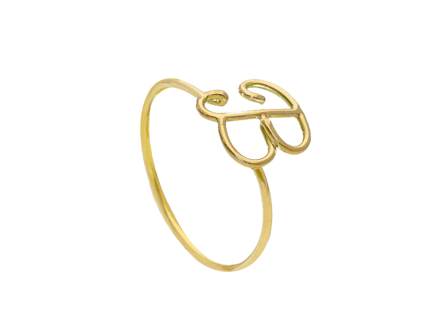 18K 750 YELLOW GOLD RING, WIRE, SMOOTH, INITIAL LETTER, LENGTH 10 MM 