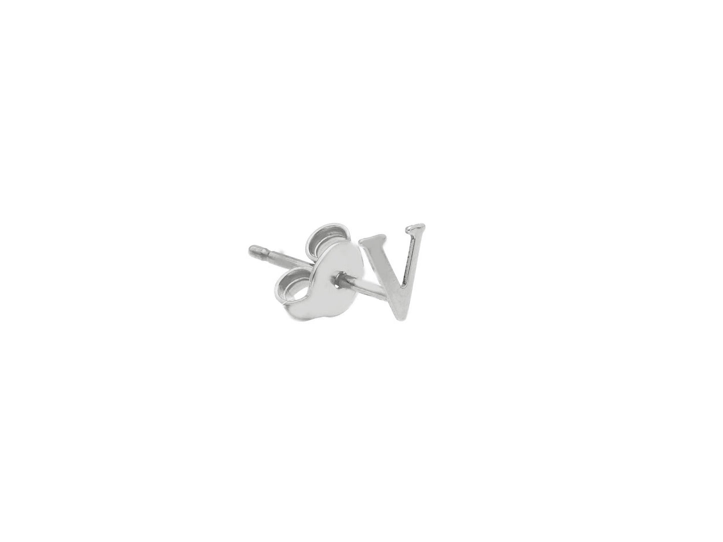 SINGLE EARRING IN 750 18K WHITE GOLD, FLAT INITIAL LETTER, LENGTH 6 MM